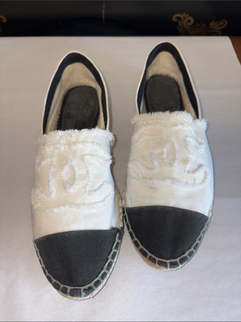 Authentic Chanel slip on espadrilles